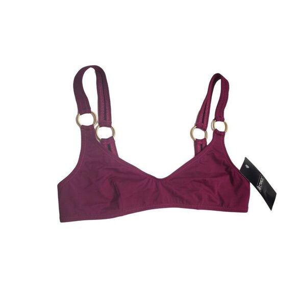 Solid & Striped Minimalist O Ring Bikini Top Maroon Eggplant Jewel Tone - Picture 2 of 6